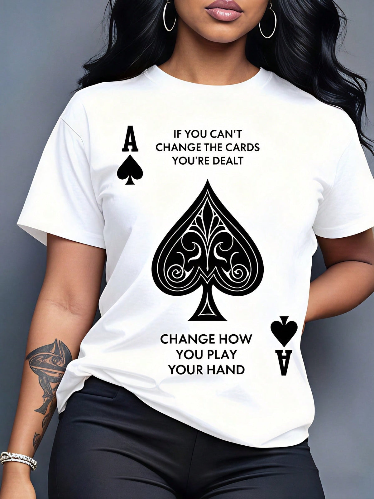 Womens Ace of Spades Shirt Playing Card Poker Funny Motivational Quote Graphic Tee
