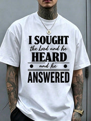 Mens Christian Shirt I Sought the Lord He Heard and Answered Bible Verse Faith Graphic Tee