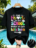Cafeteria Worker Graphic Crew Neck Tee Lunch Lady Kitchen Vintage Short Sleeve Top