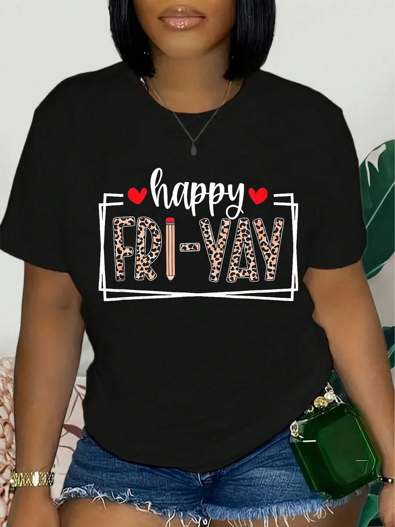 Happy FriYay Teacher Student Print Short Sleeve Tee Weekend Top