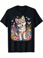Men's And Women's Short Sleeved T-Shirts, Cute Butterfly Dog T-Shirts
