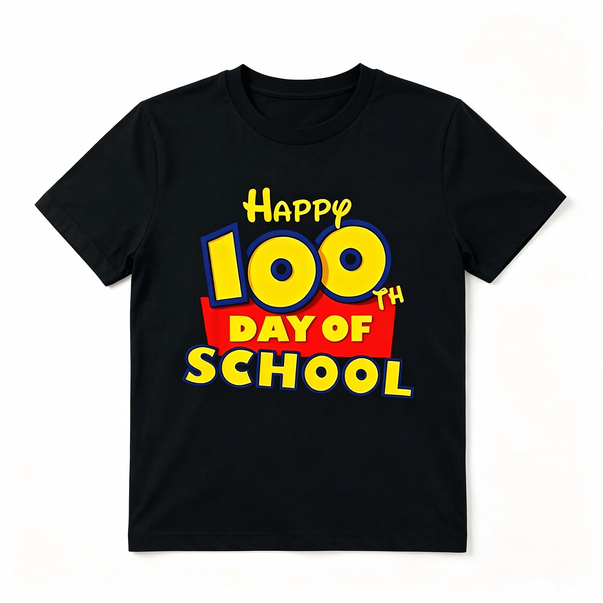 Happy 100th Day Of School Toy Cartoon Print Cotton Short Sleeve Tee Crew Neck Top