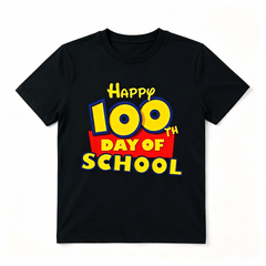 Happy 100th Day Of School Toy Cartoon Print Cotton Short Sleeve Tee Crew Neck Top
