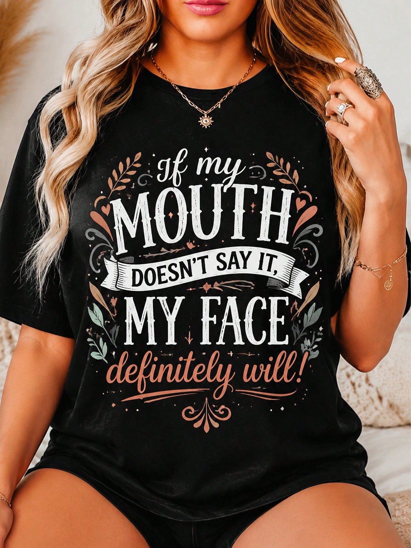 If My Mouth Doesn't Say It My Face Definitely Will Funny Quote, Halloween Christmas Hot , Gift For Women Girls Friends