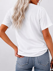 I Dont Do Drama I Do Nails Print Loose Short Sleeve Tee Crew Neck Top