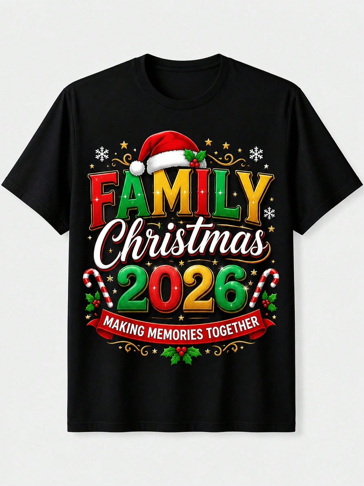 Family Christmas 2026 Matching Graphic T Shirt, Making Memories Together Holiday Short Sleeve Tee for Family