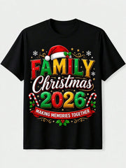 Family Christmas 2026 Matching Graphic T Shirt, Making Memories Together Holiday Short Sleeve Tee for Family