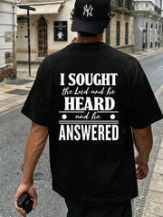 Mens Christian Shirt I Sought the Lord He Heard and Answered Bible Verse Faith Graphic Tee