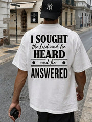 Mens Christian Shirt I Sought the Lord He Heard and Answered Bible Verse Faith Graphic Tee
