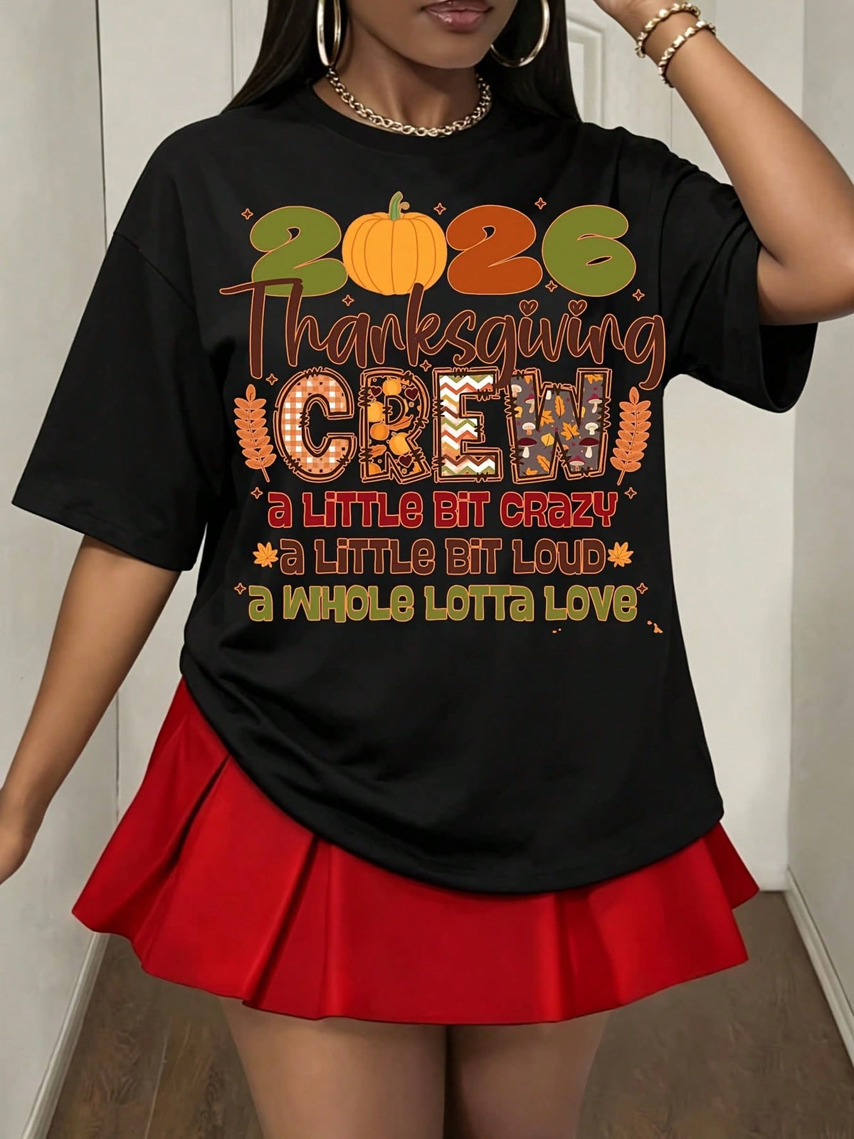 2026 Thanksgiving Crew Shirt Womens Funny Crazy Loud Love Family Matching Fall Graphic Tee