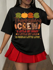 2026 Thanksgiving Crew Shirt Womens Funny Crazy Loud Love Family Matching Fall Graphic Tee