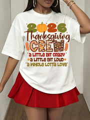 2026 Thanksgiving Crew Shirt Womens Funny Crazy Loud Love Family Matching Fall Graphic Tee