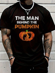 Pregnant Thanksgiving Dad Expecting Lil Pumpkin Print Black Cotton Tee Top