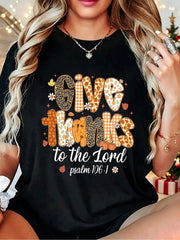 Womens Give Thanks to the Lord Shirt Psalm 106 Christian Thanksgiving Fall Faith Graphic Tee