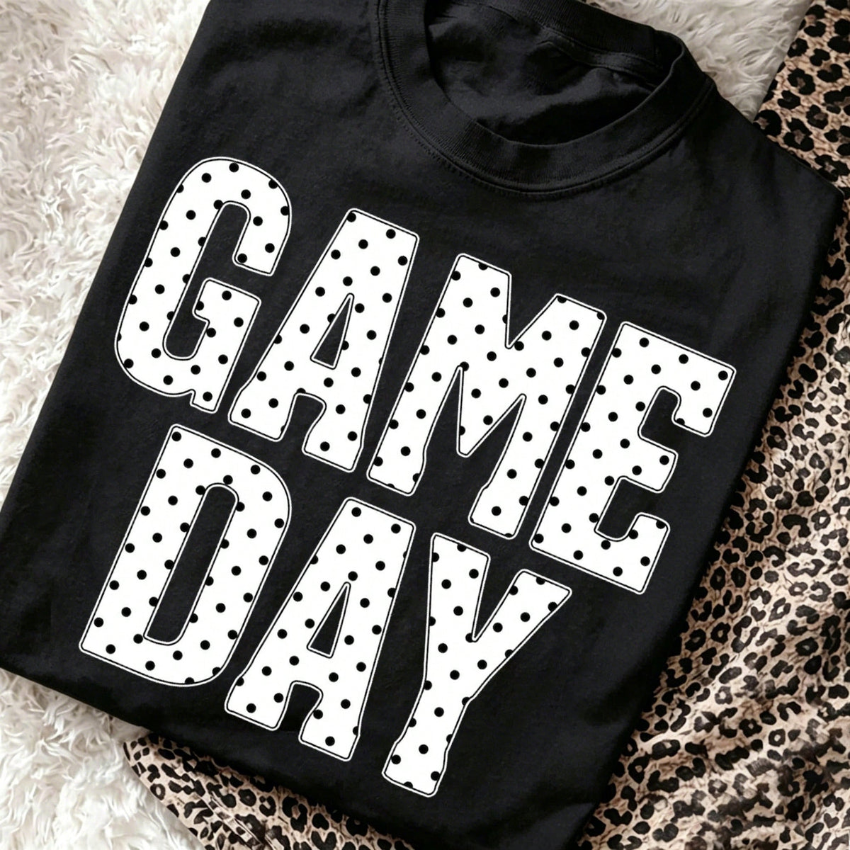 Polka Dot Game Day Graphic Tee Football Fall Tops Beach Outfit For Woman Vacation Clothes Casual T Shirt