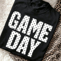 Polka Dot Game Day Graphic Tee Football Fall Tops Beach Outfit For Woman Vacation Clothes Casual T Shirt