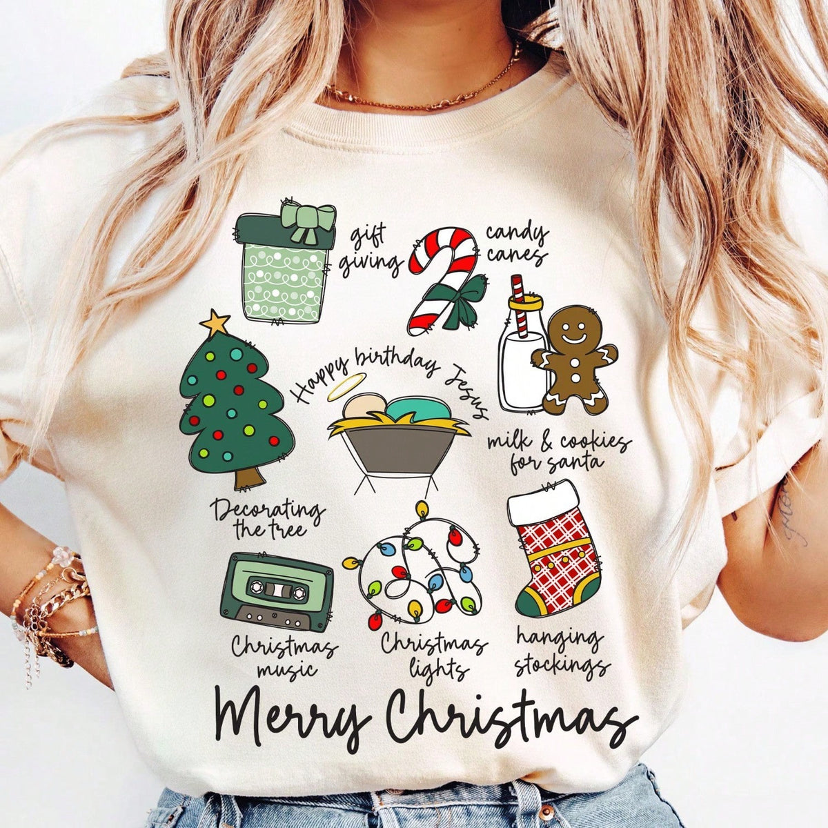 Christian Christmas Shirt, Christmas Doodle Shirt, There Are A Few Of My Favorite Things Shirt, Jesus Shirt