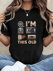 This Is How Old I Am Graphic Crew Neck Tee Retro Tech Short Sleeve