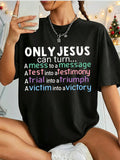 Unisex Inspirational Religious Graphic Tee, Only Jesus Can Turn A Mess To A Message Faith Quote Short Sleeve T-Shirt for Men Women