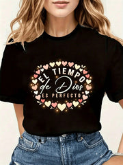 El Tiempo De Dios Perfecto Spanish Christian Oversized Short Sleeve Tee Top