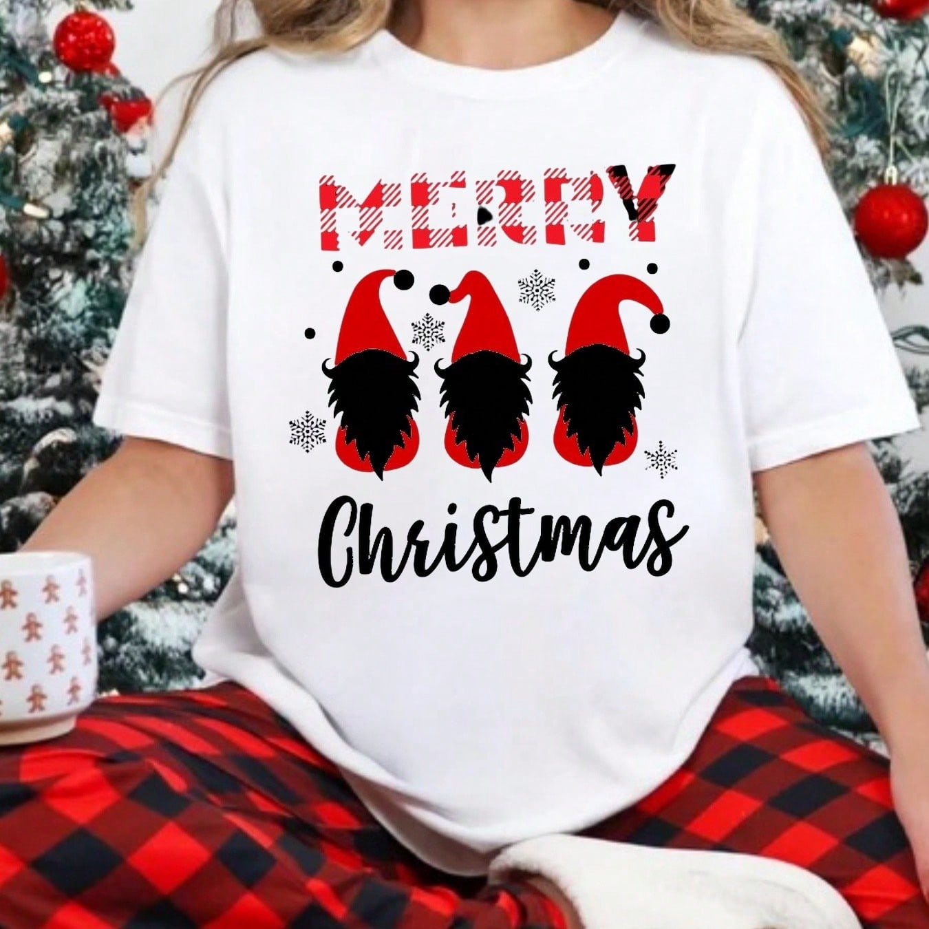 Merry Christmas Santa Claus T-Shirt Buffalo Plaid Merry Christmas Shirts Merry Christmas Christmas Shirt Christmas