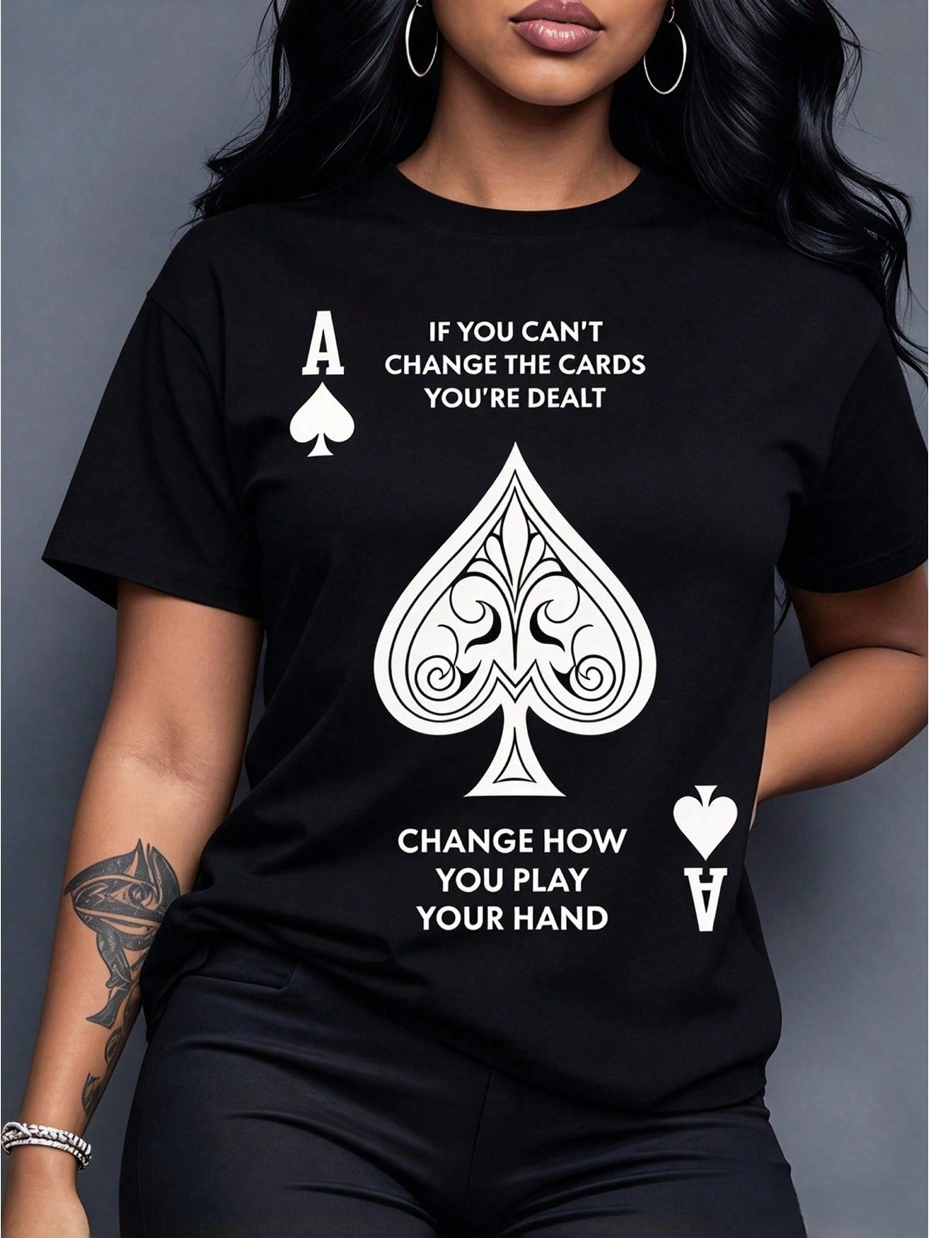 Womens Ace of Spades Shirt Playing Card Poker Funny Motivational Quote Graphic Tee