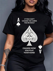Womens Ace of Spades Shirt Playing Card Poker Funny Motivational Quote Graphic Tee