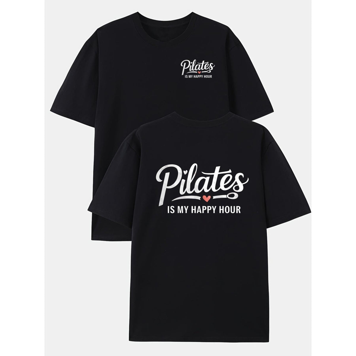 Pilates, My Happy Time Reversible Print Pattern Men'S Fashion Trendy T-Shirt, Suitable for Home Daily Leisure