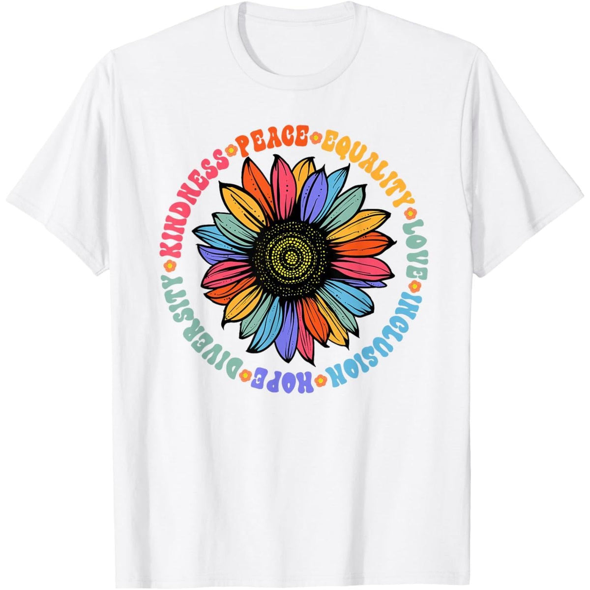 “Kindness Peace Love” T-Shirt | Equality Diversity Human Rights Graphic Tee, 100% Cotton Casual Top