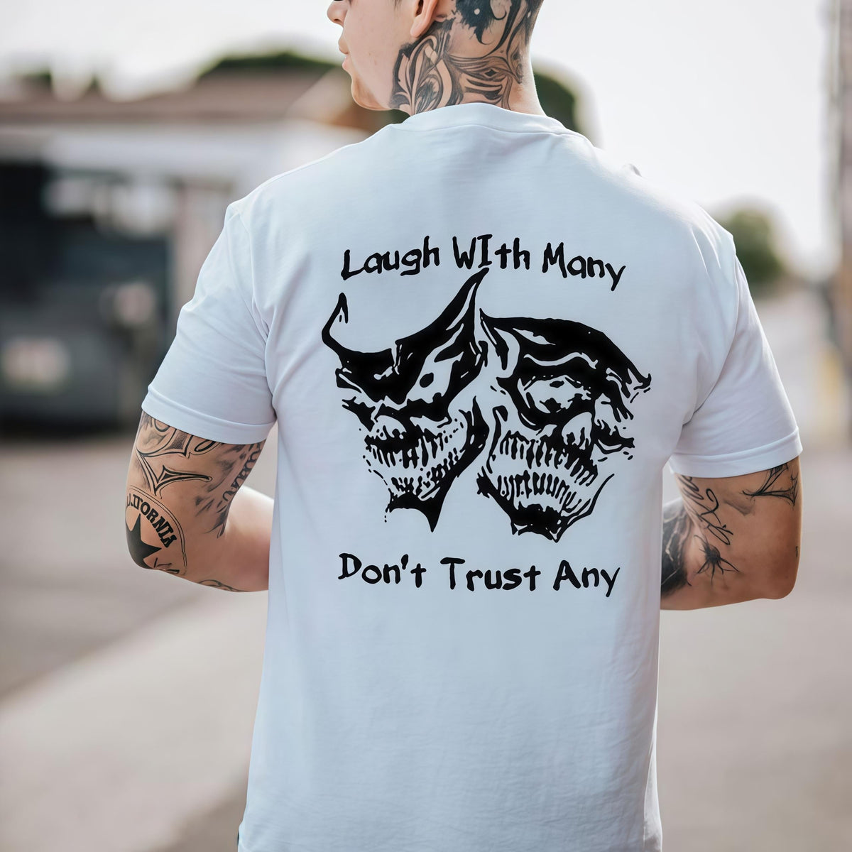 Laugh with Many, Don’t Trust Any Skulls Print Men's T-Shirt, Gift For Him, Gift For Her, Trending Shirt