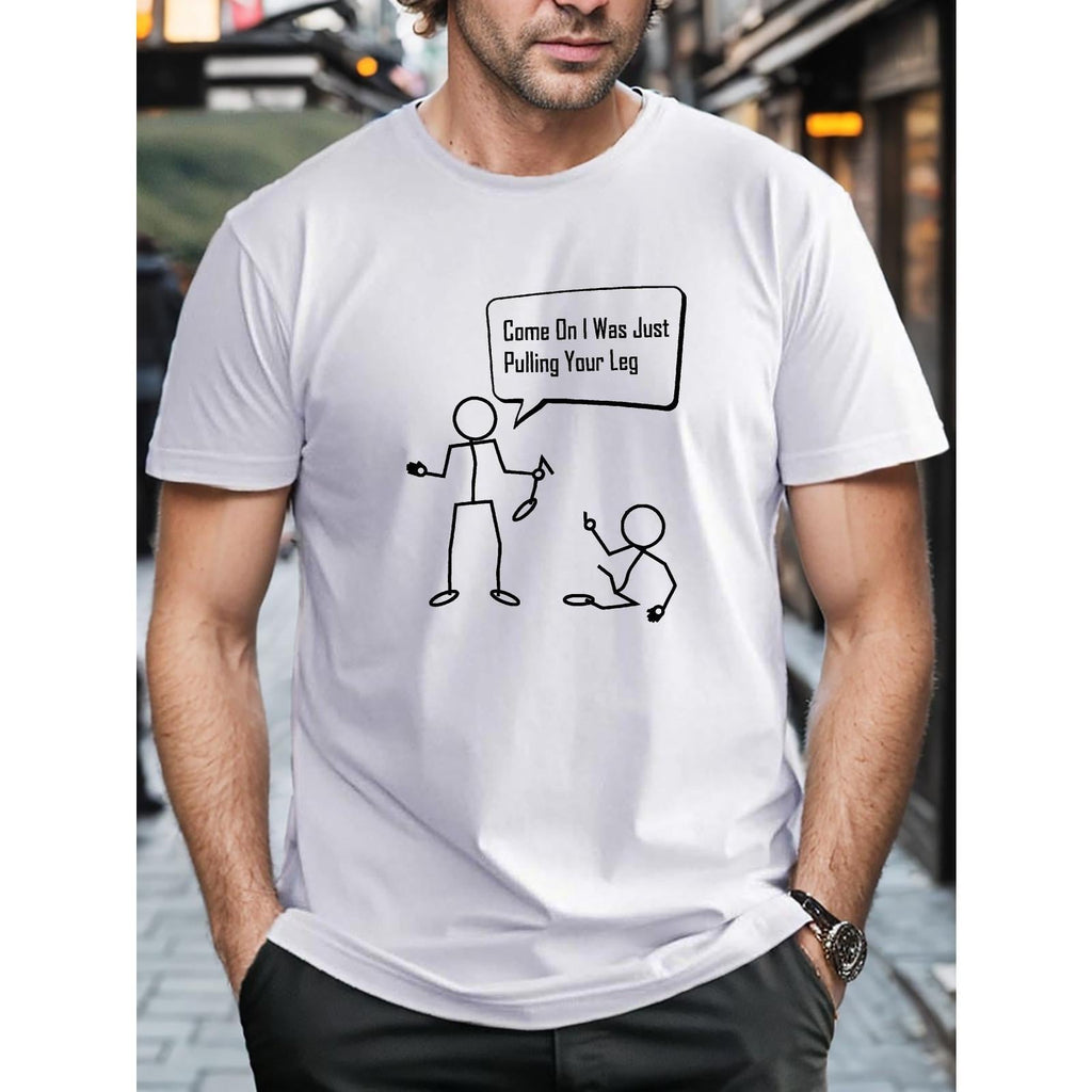 Men's Viral Social Media Minimal Art Funny Graphic T-Shirt Men's Casual TikTok Trend Simple Cartoon Humor T-Shirt