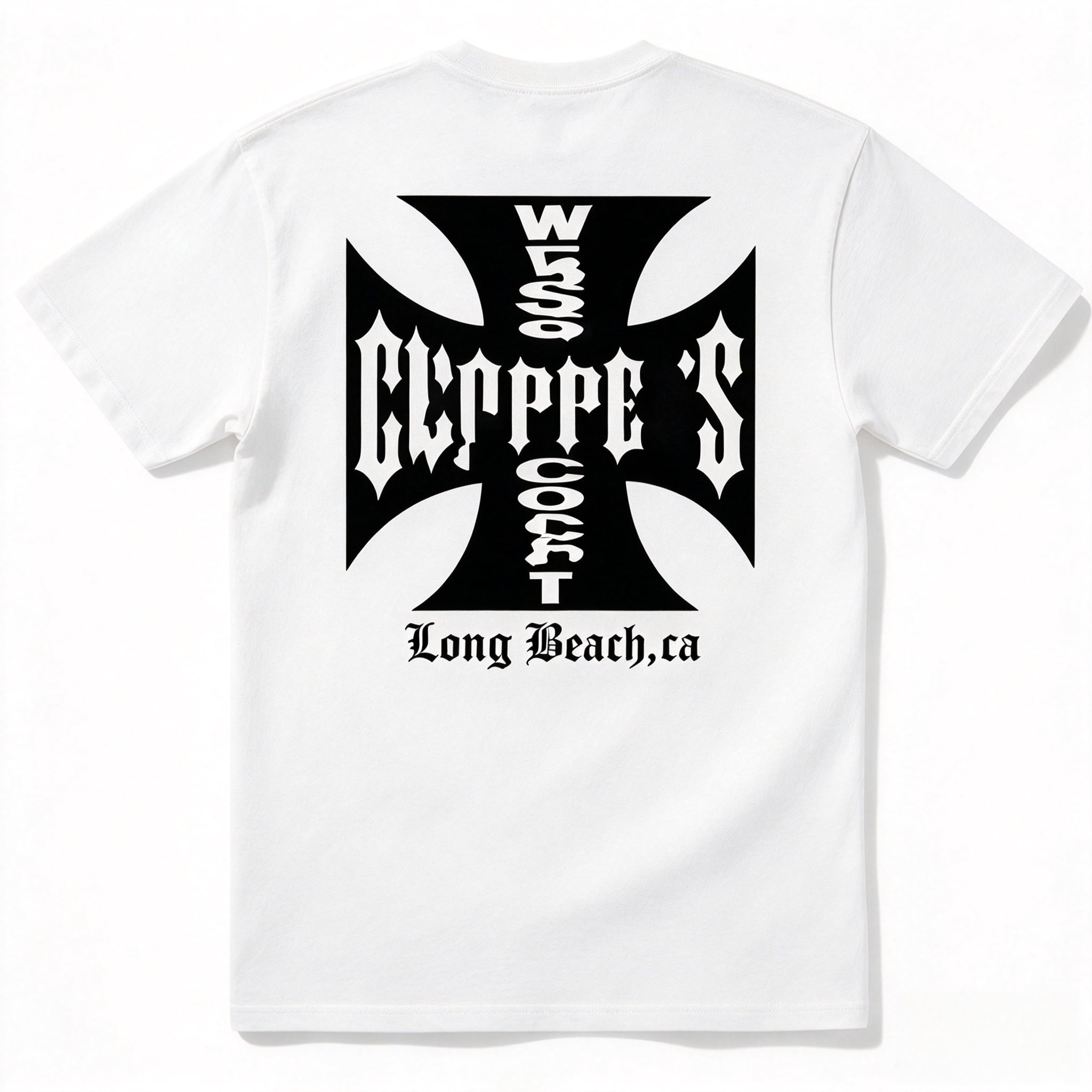 White Cross Print Tee Unisex Crew Neck Short Sleeve Casual Top