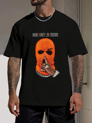 Men's Printed Crew Neck T-Shirt with Hooded Boy Graphic