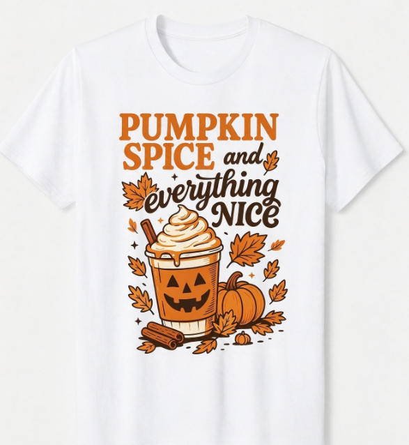 Fall Coffee Pumpkin Spice T-Shirt, Retro Graphic Halloween Tee, Vintage Fall Crew Neck Short Sleeve Top, Gift for Coffee Lovers