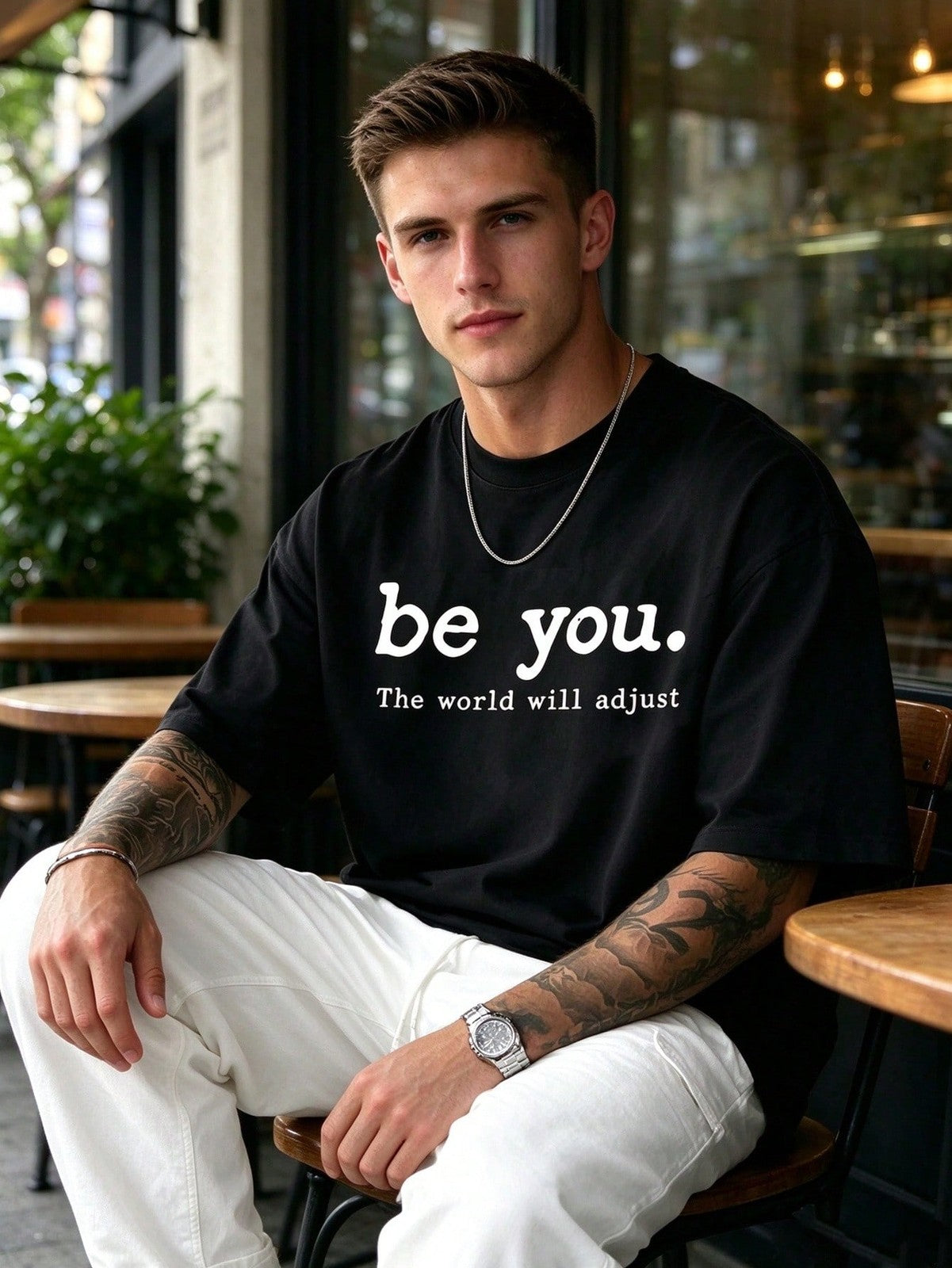 Men'S New Casual Pure T-Shirt, Be You The World Will Adjust Men'S Summer