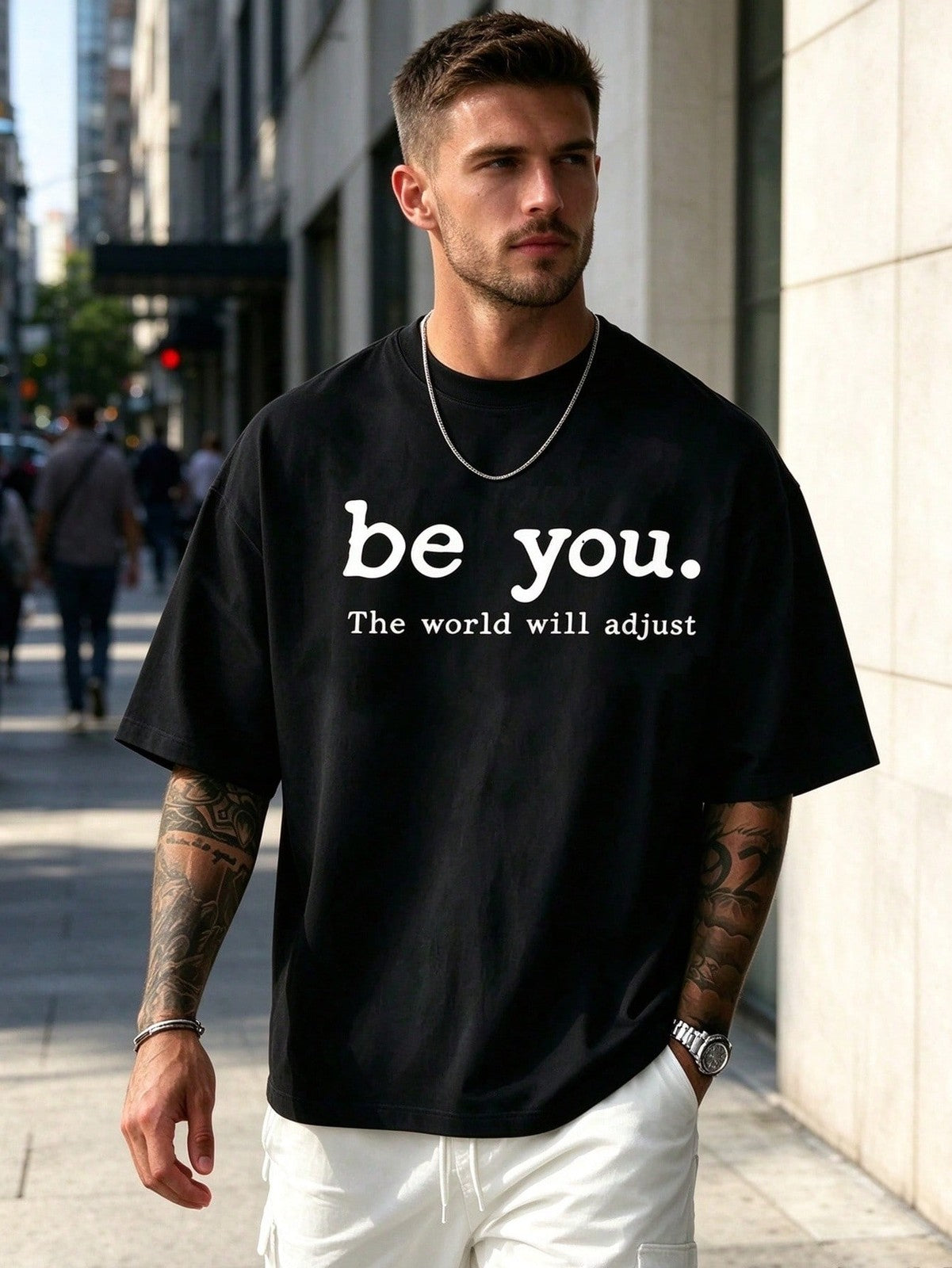 Men'S New Casual Pure T-Shirt, Be You The World Will Adjust Men'S Summer