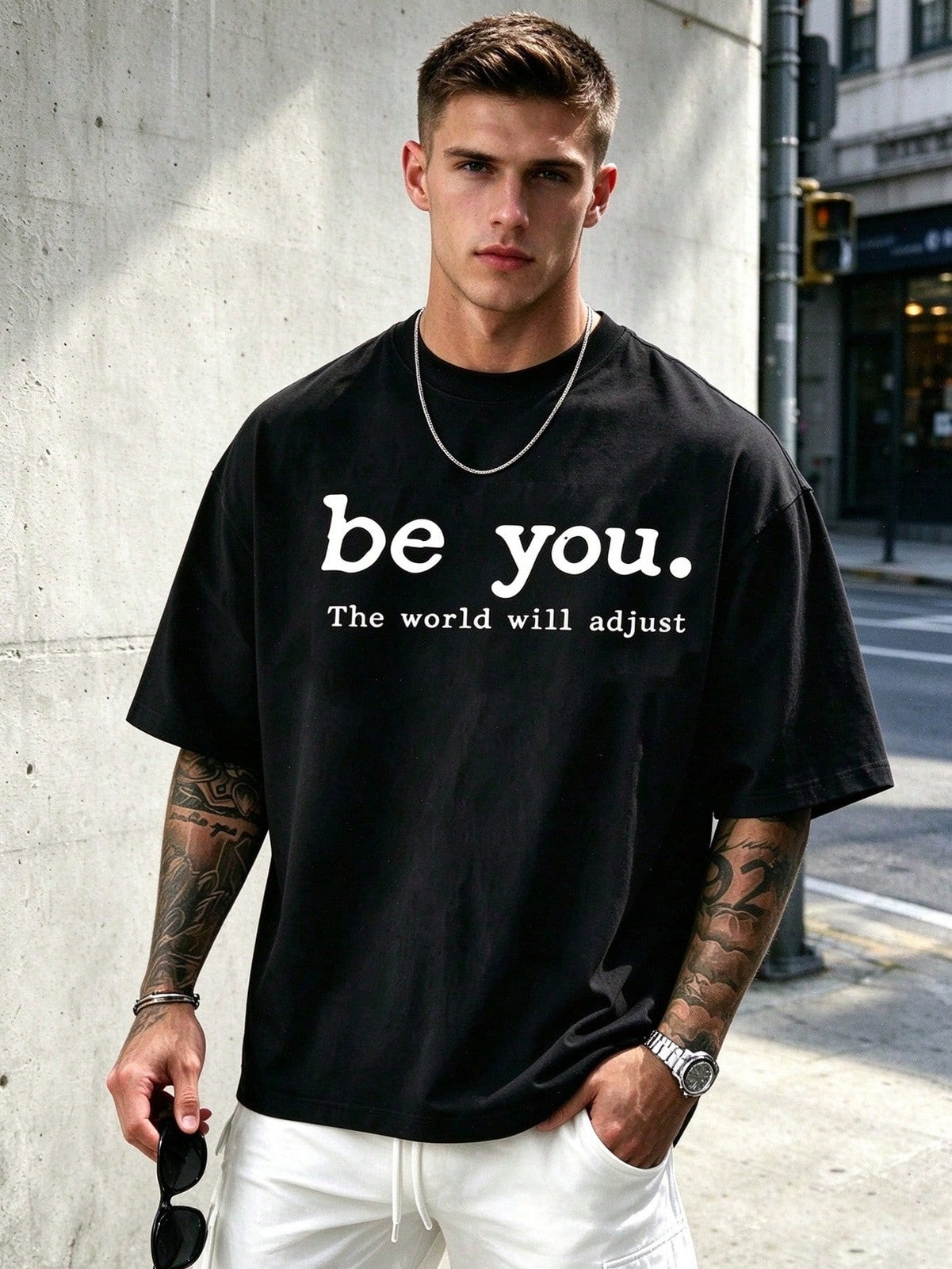 Men'S New Casual Pure T-Shirt, Be You The World Will Adjust Men'S Summer