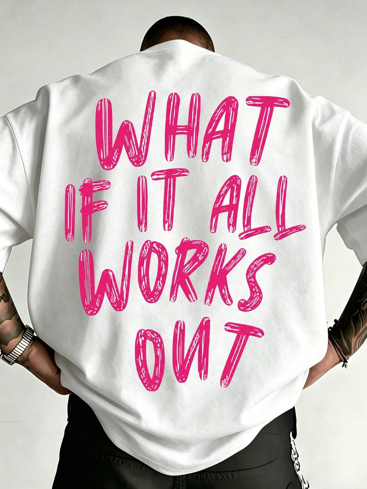 What If It All Works Out Text Print, Summer Daily Wear, Mens Clothes Ropa