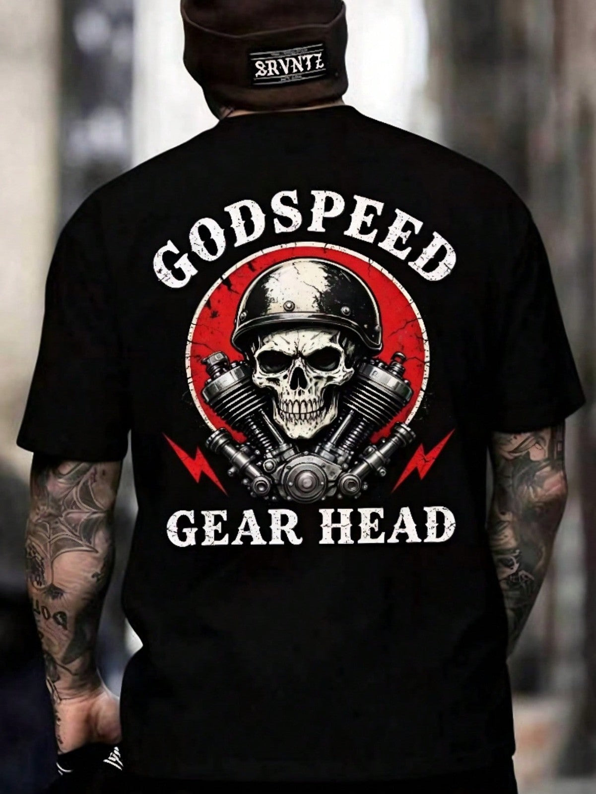 Men's Chaos Supervisor Funny Print T-Shirt,AvantGarde Skull And Chaos Back Print