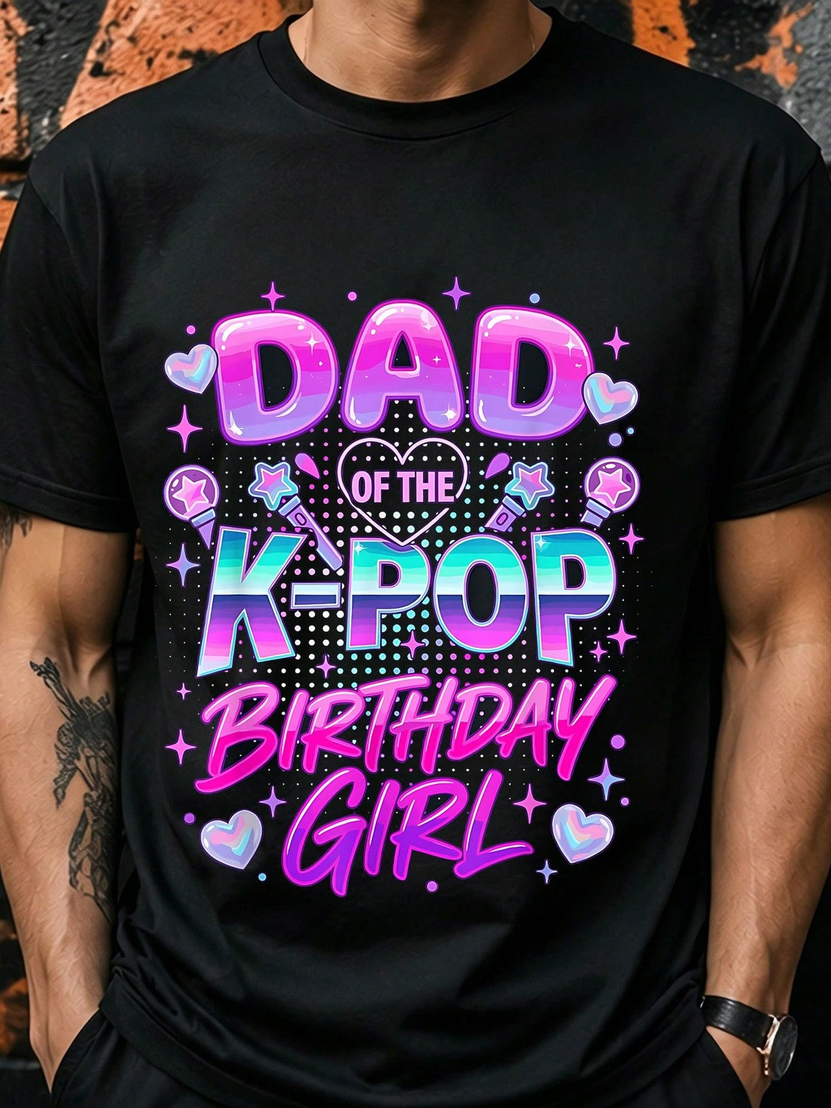 Dad Of The K-Pop Birthday Girls Korean Music Lovers T-Shirt