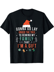 Christmas Gift TShirt, Funny Family Holiday Graphic Black Short Sleeve Crew Neck
