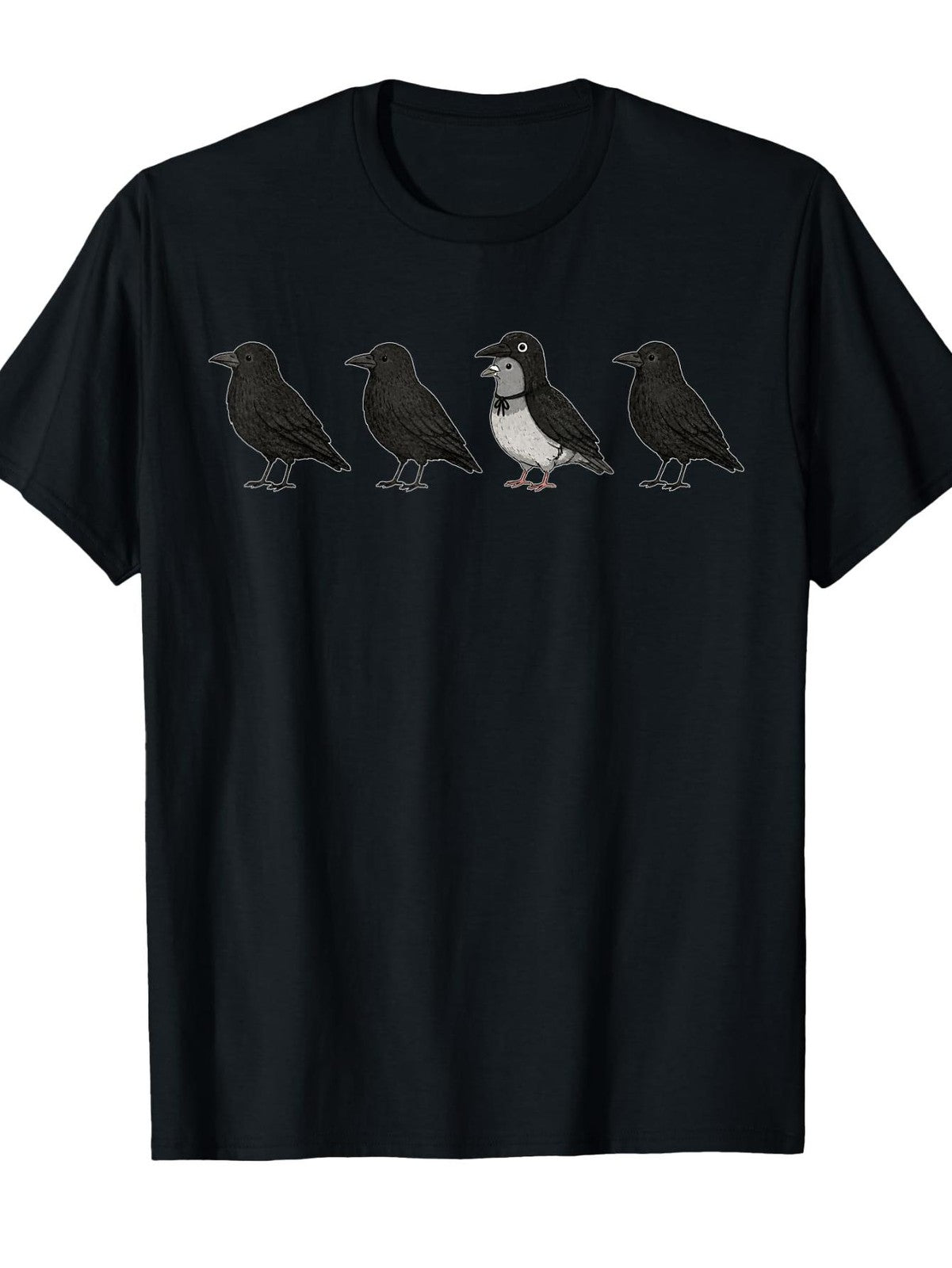 Retro Funny Pigeon Dressed As Crow Raven Graphic Halloween T-Shirt