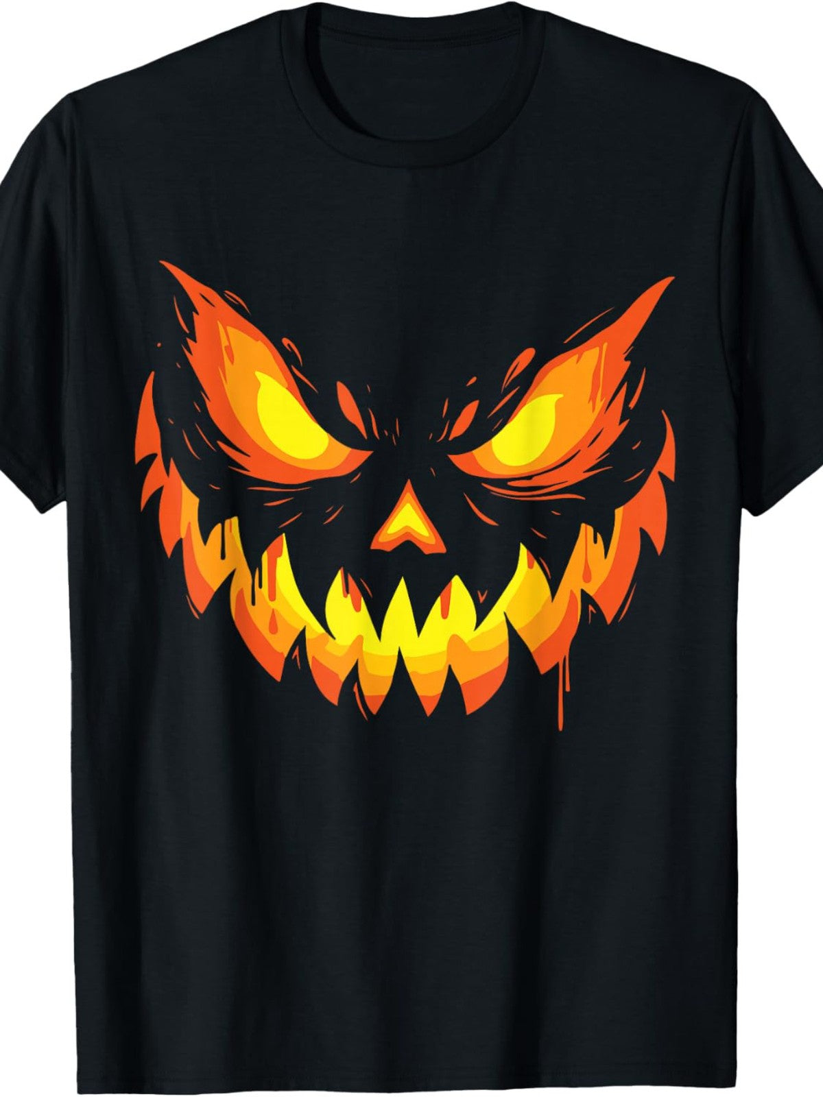 Men' & Women' Scary Carved Jack-O'-Lantern Pumpkin Face T-Shirt