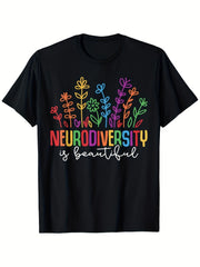 Neurodiversity Is Beautiful T-Shirt, Colorful Flower Graphic Tee