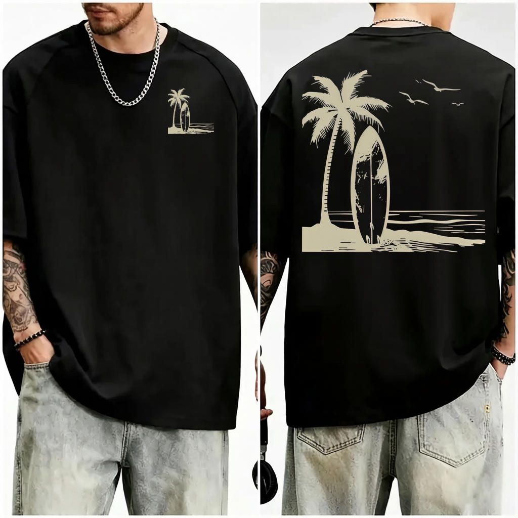 Men's Graphic T-Shirt, Beach Vacation Casual Summer Printed T-Shirt