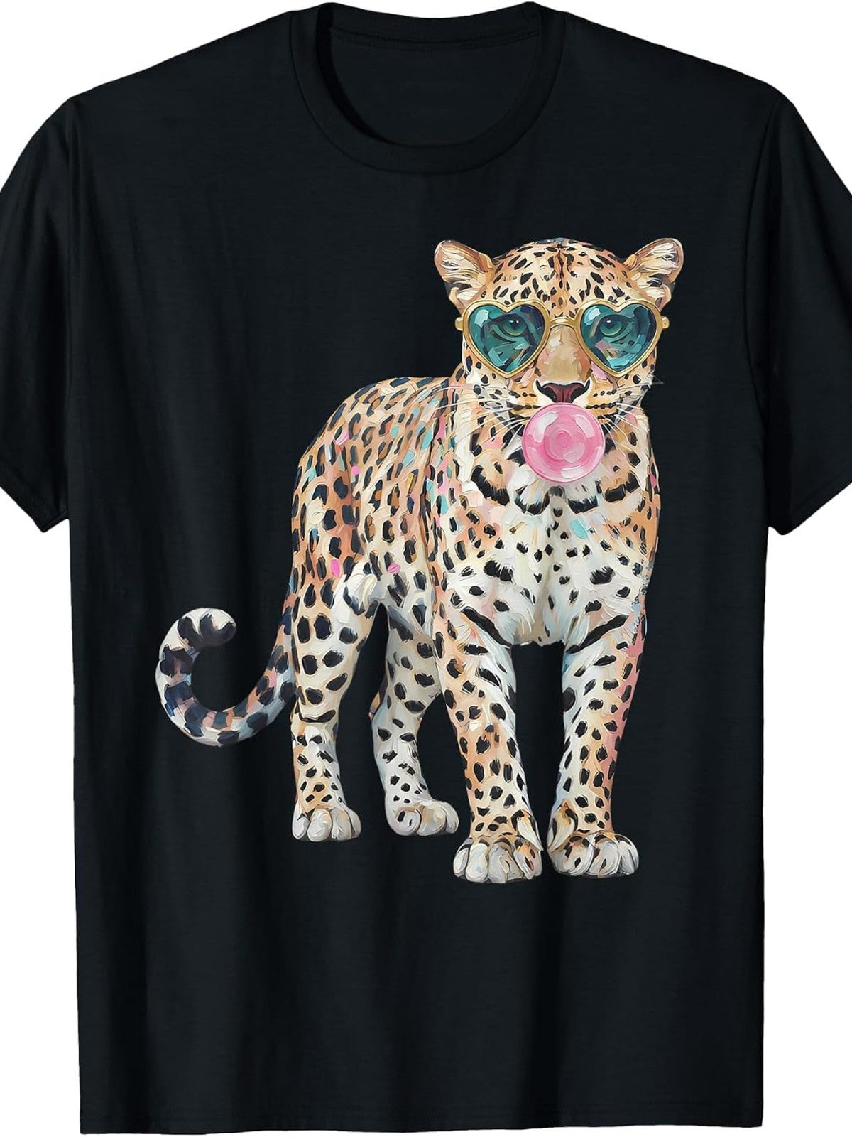 Leopard Bubblegum Fashion Glasses Funny Animal Men Women T-Shirt