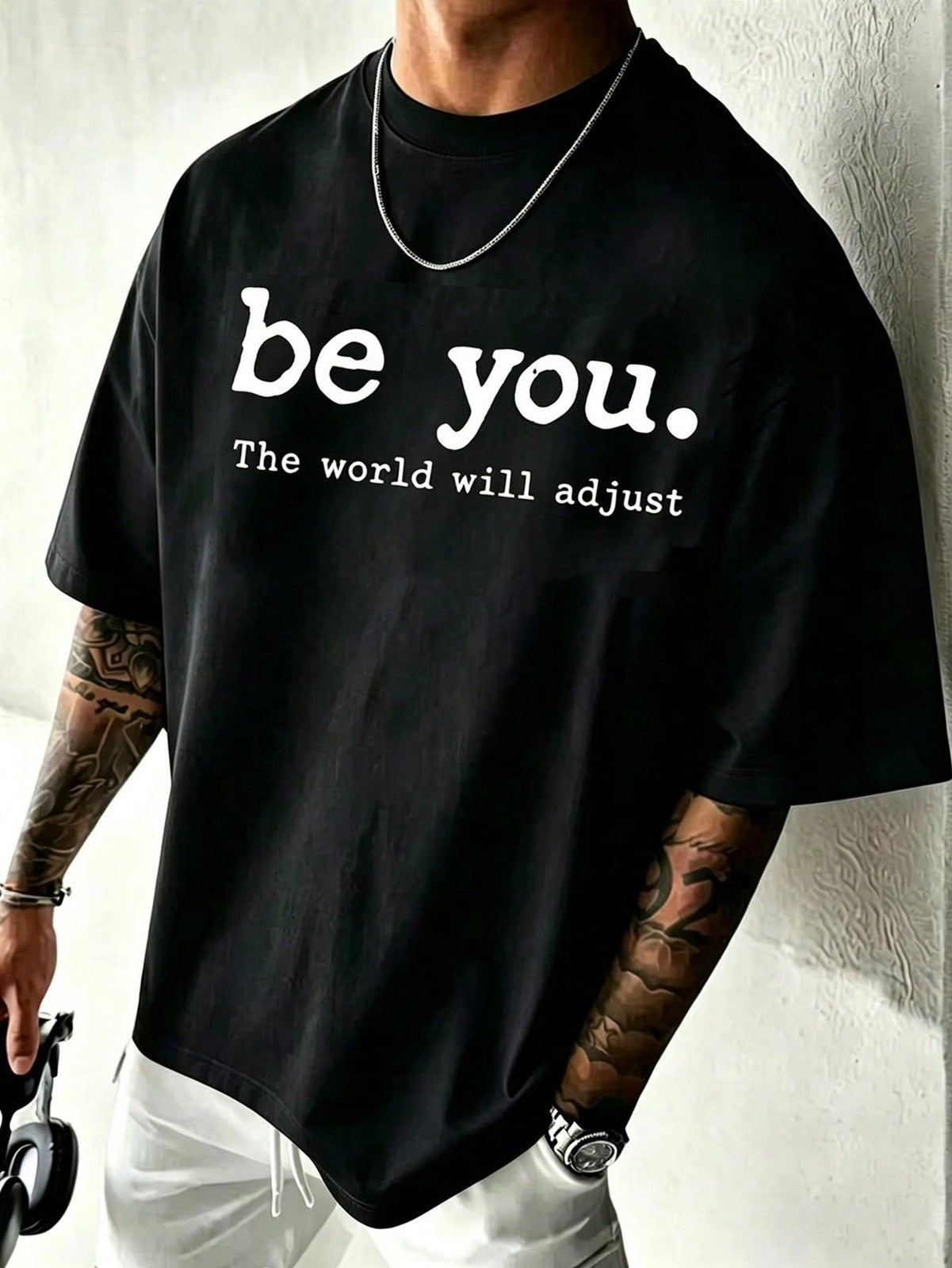 Men'S New Casual Pure T-Shirt, Be You The World Will Adjust Men'S Summer