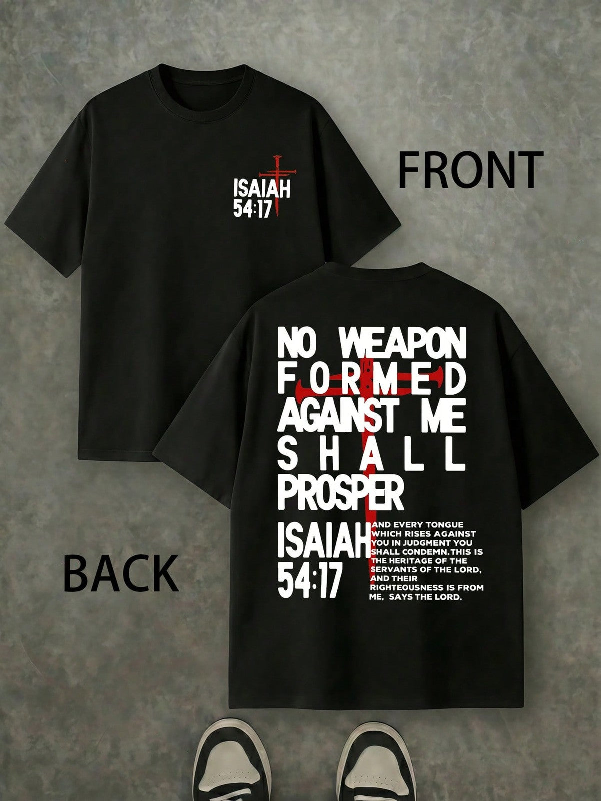 Men's Vintage Cotton Short Sleeve T-Shirt Double Sided Print Christian Bible