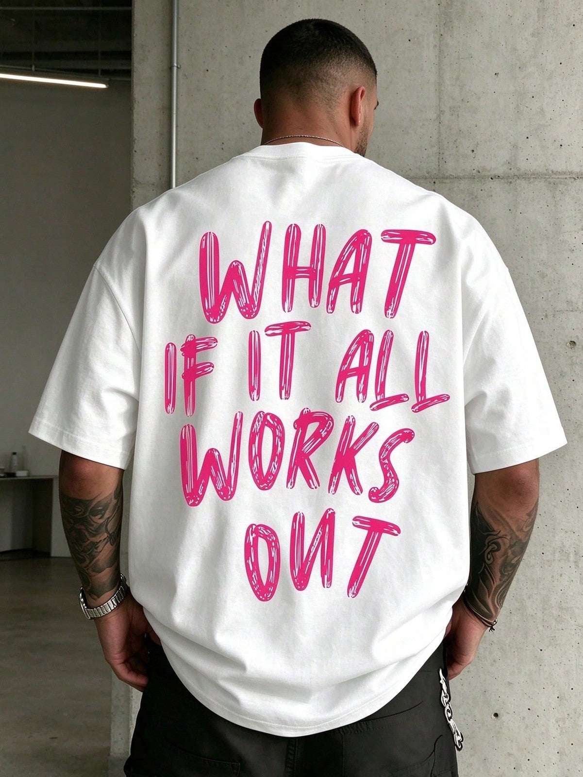 What If It All Works Out Text Print, Summer Daily Wear, Mens Clothes Ropa