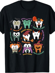 Dentist Halloween Tee, Trick Or Tooth Bootiful Graphic Black Short Sleeve